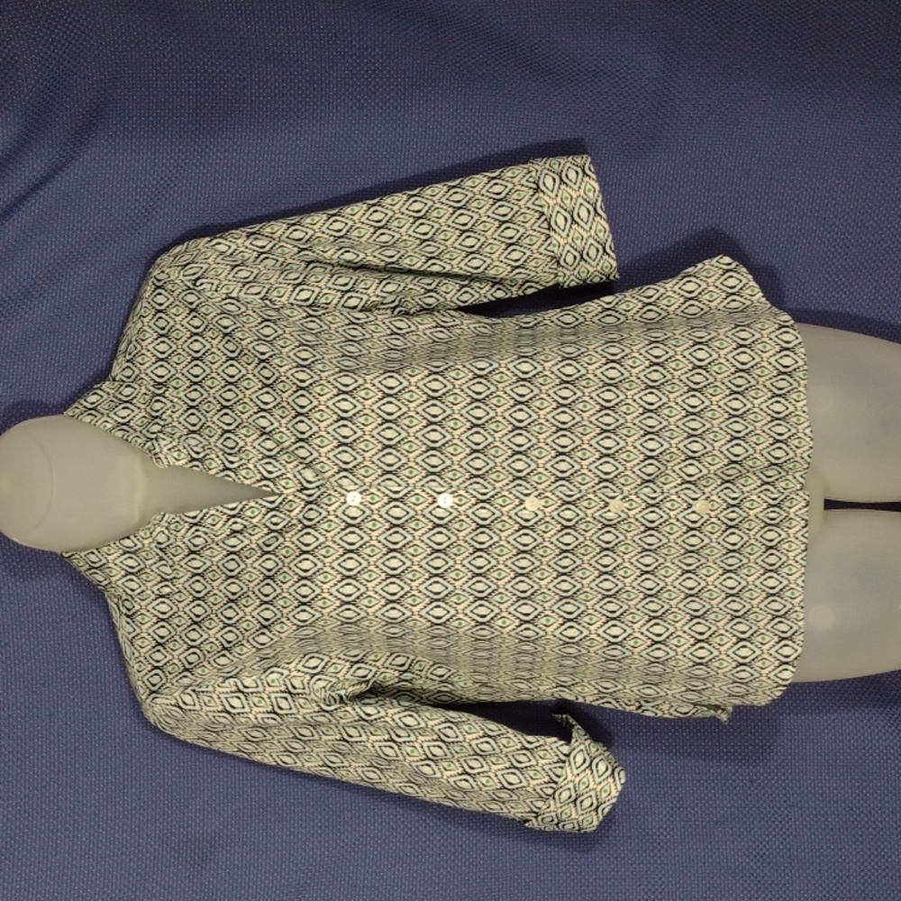 Foxcroft Wrinkle-Free Shaped Print Button-Down Sh… - image 1